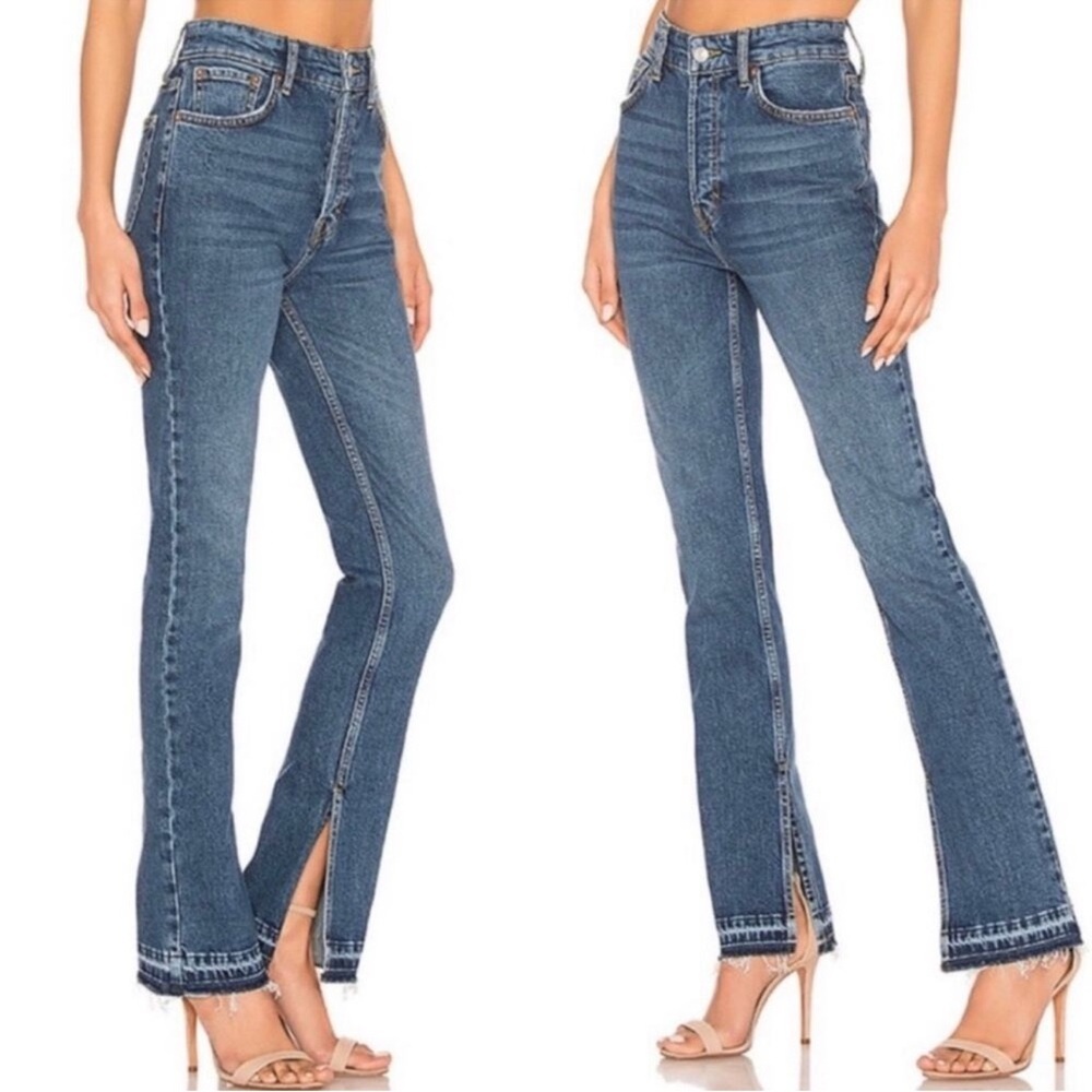 Free People Emmy High Waist Boho Split Raw Hem Jeans Size 28 - Picture 2 of 10